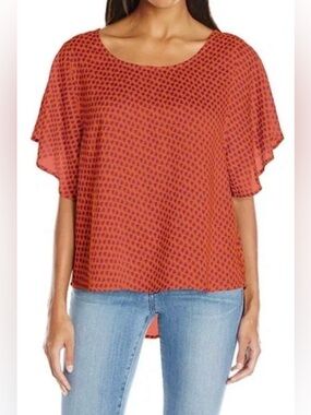 Prana ‘Emmi’ Women’s High- Low Printed Short Sleeve Blouse Size XS